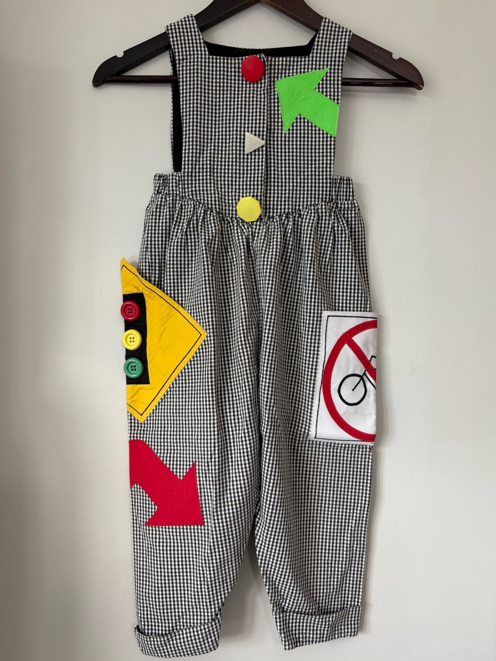 Vintage 90s Chocolate Soup Checkered Jumper Size 4 Appliqué Unique Kidcore Plaid